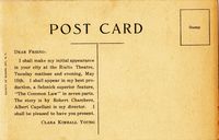 tinted postcard with painted image of Young