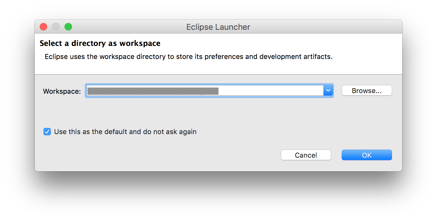 Eclipse Workspace Launcher dialog