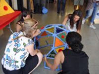 The Magic Bridge Playground team finalizes their half-size activity dome (2016)