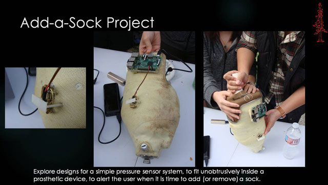 Add-a-Sock Project - Explore designs for a simple pressure sensor system, to fit unobtrusively inside a prosthetic device, to alert the user when it is time to add (or remove) a sock