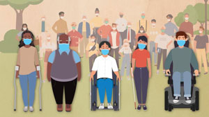 Clip art of 5 masked people