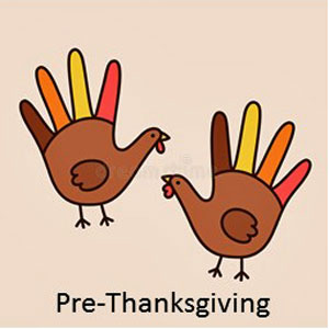 Clip art of two hand-print turkeys