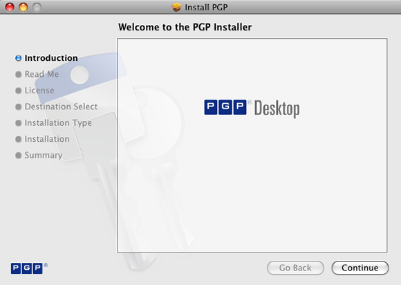 PGP installer Introduction window