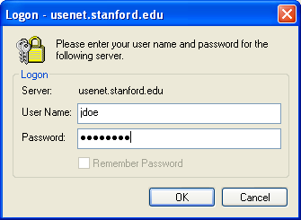 logon to news server
