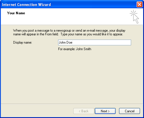 enter the name you want displayed in the From field