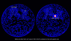 <br />
Sky map before and during GRB 130427A