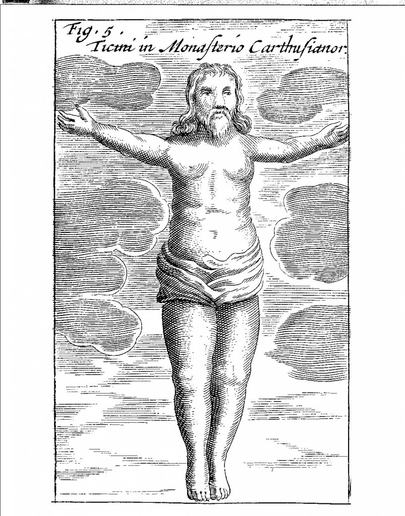 Image of Christ found in a stone from Mundus Subterraneus (1665 edn.) vol. 2, p. 36