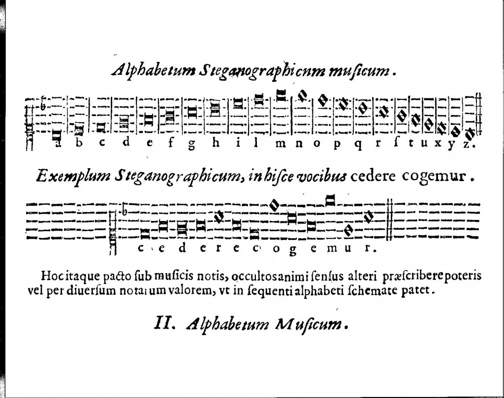 An example of musical cryptography, from Musurgia universalis, vol. 2, p. 362.