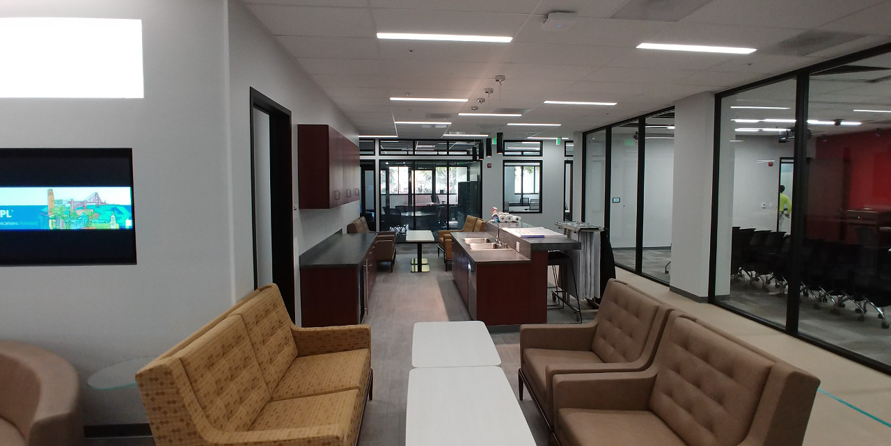 Photo of coffee and seating area in theory space