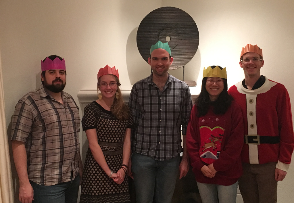 Photo of a group of people wearing Christmas clothing