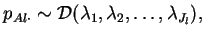 $\displaystyle p_{Al\cdot} \sim {\cal D}(\lambda_1,\lambda_2,\dots,\lambda_{J_l}),$