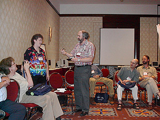 Dave Jaffe inspects his award in the SIG-11 Business Meeting
