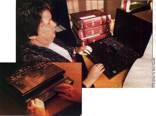 photo of braille display in use