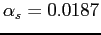 $\alpha_s = 0.0187$