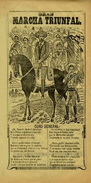 Illustrated lyrics of Madero's triumphant march