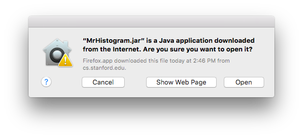operating system warns that a file is a program when double clicked
