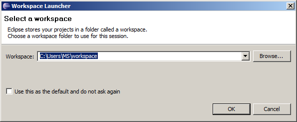 Eclipse Workspace Launcher dialog