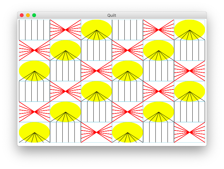 alt: quilt 6 x 6 grid of patches
