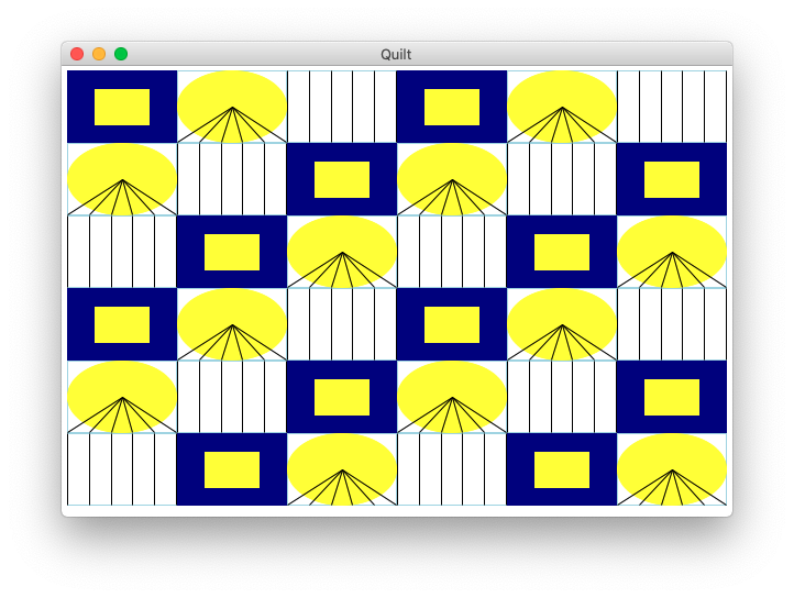 alt: quilt 6 x 6 grid of patches