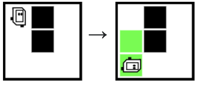alt: paint green in front, then blue square above