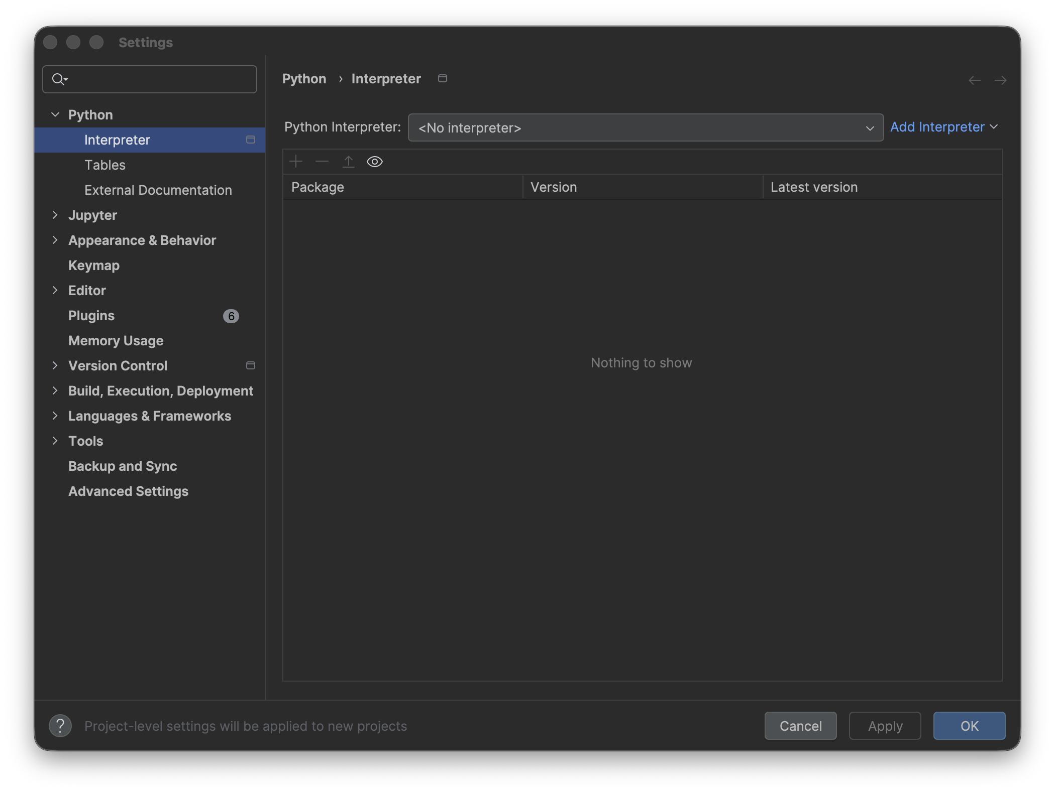 Python Interpreter settings