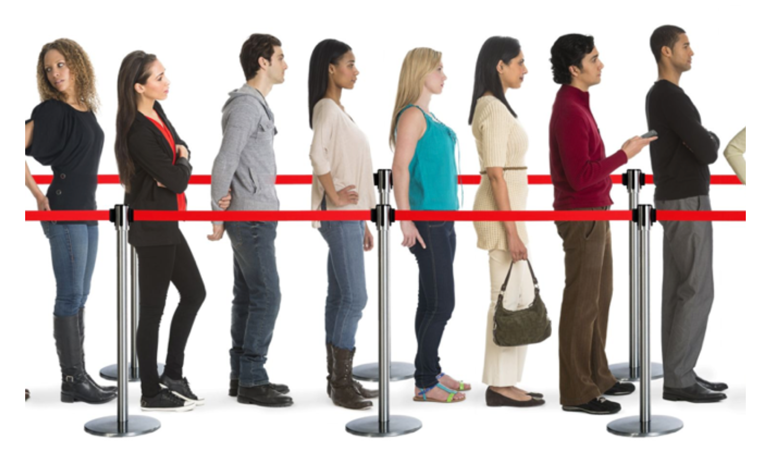 A line (queue) of people