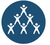 human pyramid with 3 people on the bottom row, supporting 2 people on the middle row, who are in turn supporting one person at the top