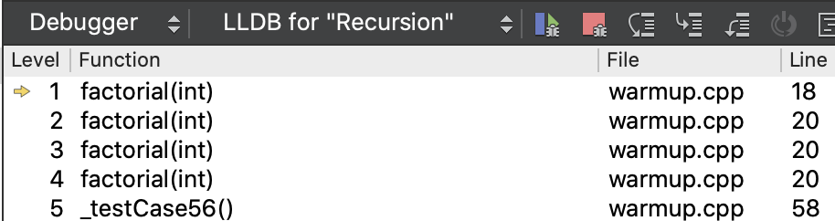 screenshot of call stack showing sequence of function calls