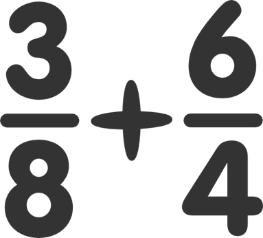 An image showing 3/8 + 6/4