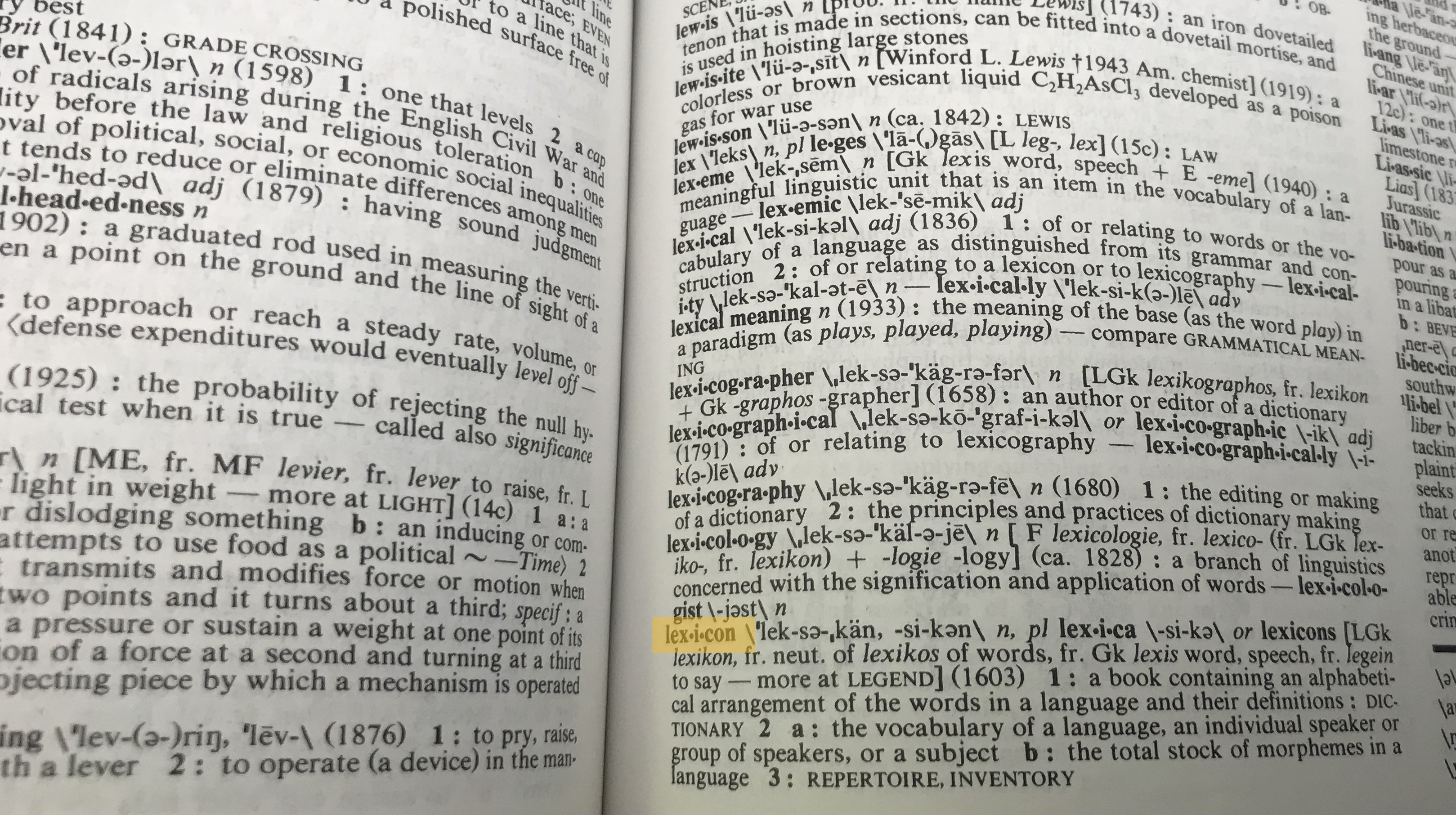 Photo of page in English dictionary