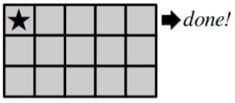 A shaded 3 x 5 grid with a star in the square in the top left