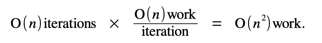 equation to deduce the total n^2 work