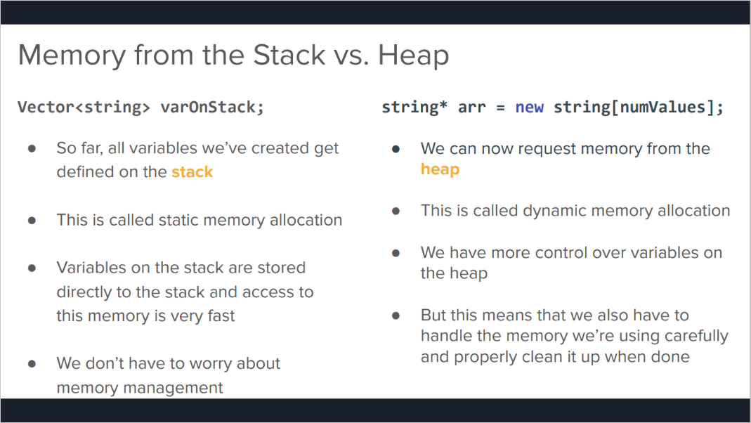 memory management in python | stack vs dynamic memory... CS106B Dynamic Memory Management