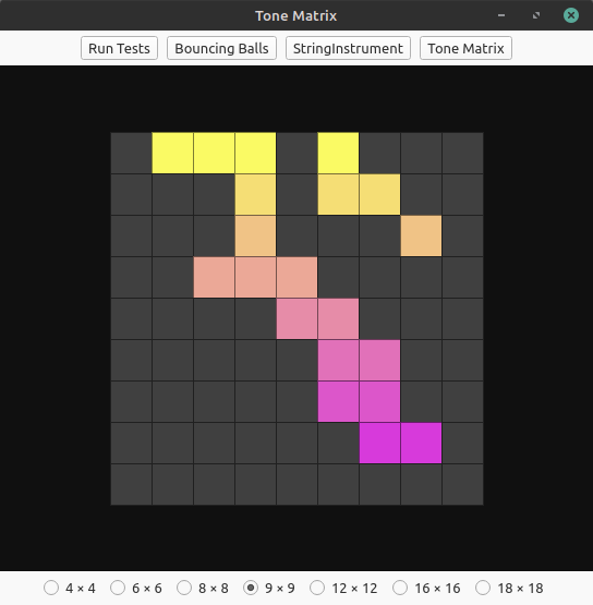 A Tone Matrix with color gradient