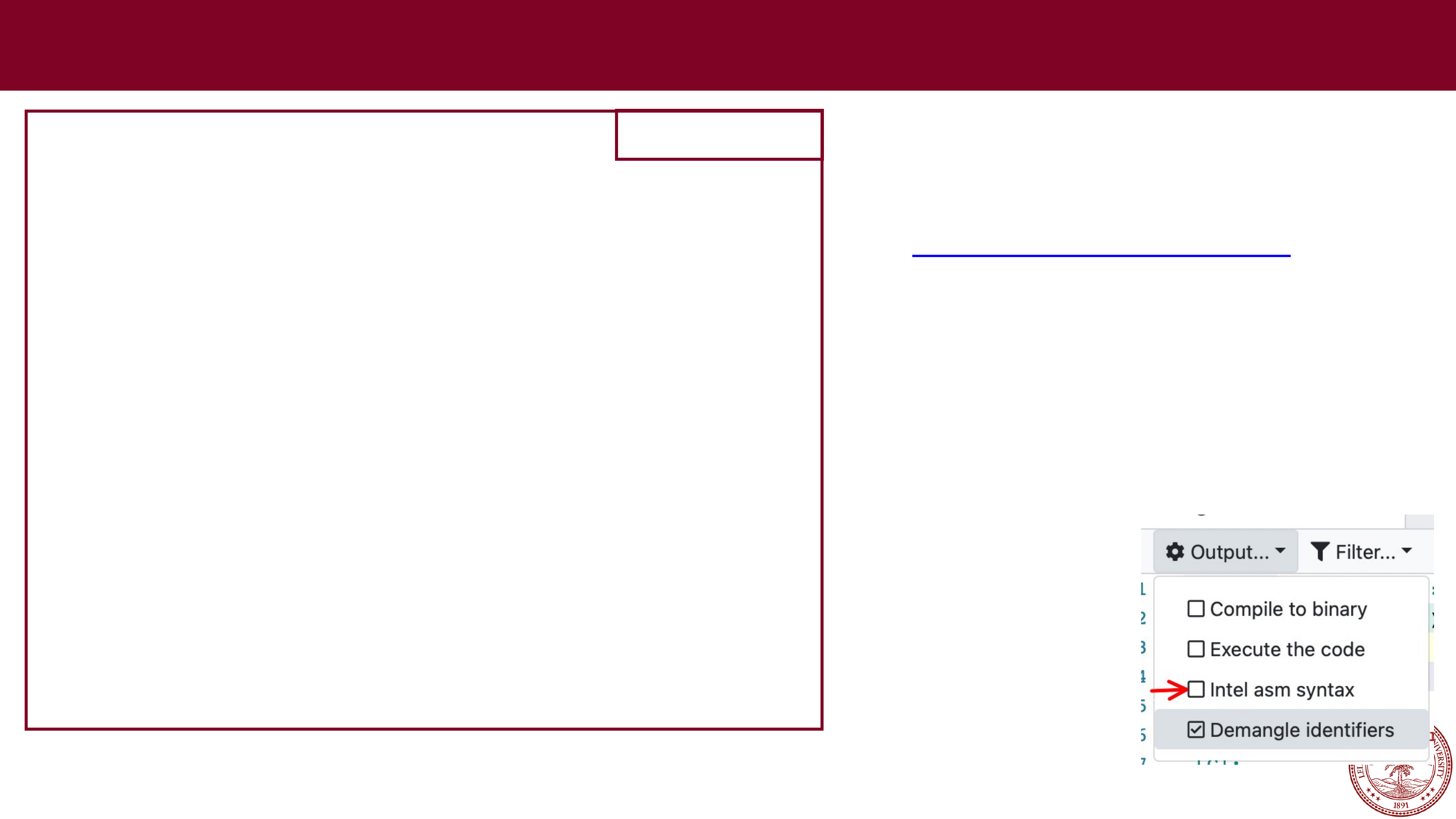In compiler explorer, make sure to uncheck 'Intel asm syntax' in the settings