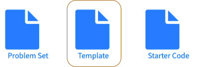 A screenshot of three links from the Problem set, with the middle one (Template) highlighted.