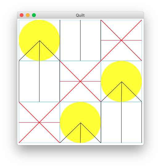alt: quilt 3 x 3 grid of patches