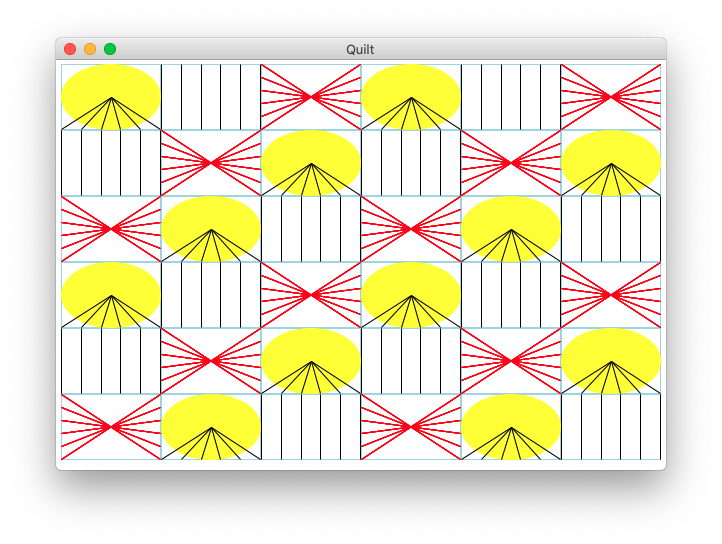 alt: quilt 6 x 6 grid of patches