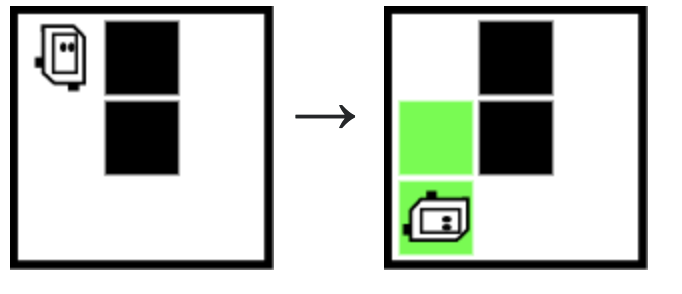 alt: 2 squares below start square are now green