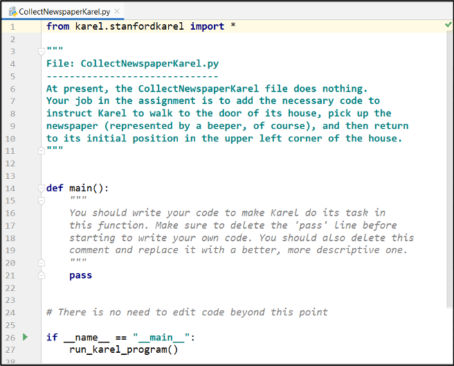 List of files for assignment one in Pycharm