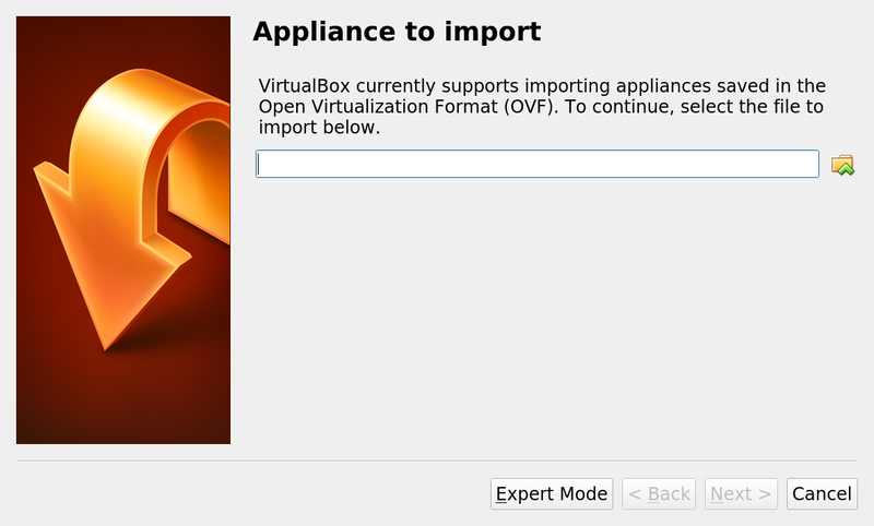 Import Appliance dialog