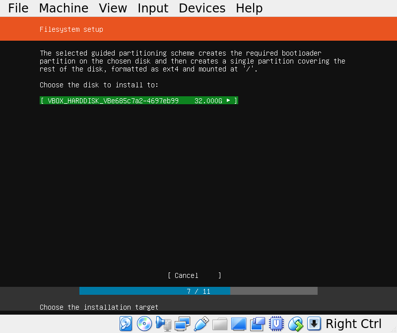 Choose the only disk available