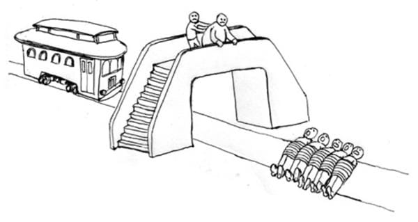 The footbridge variant of the trolley problem