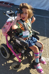 Aurora in her wheelchair