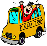 clip art of a feild trip school bus and student