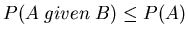 $P(A \; given\; B) \leq P(A)$