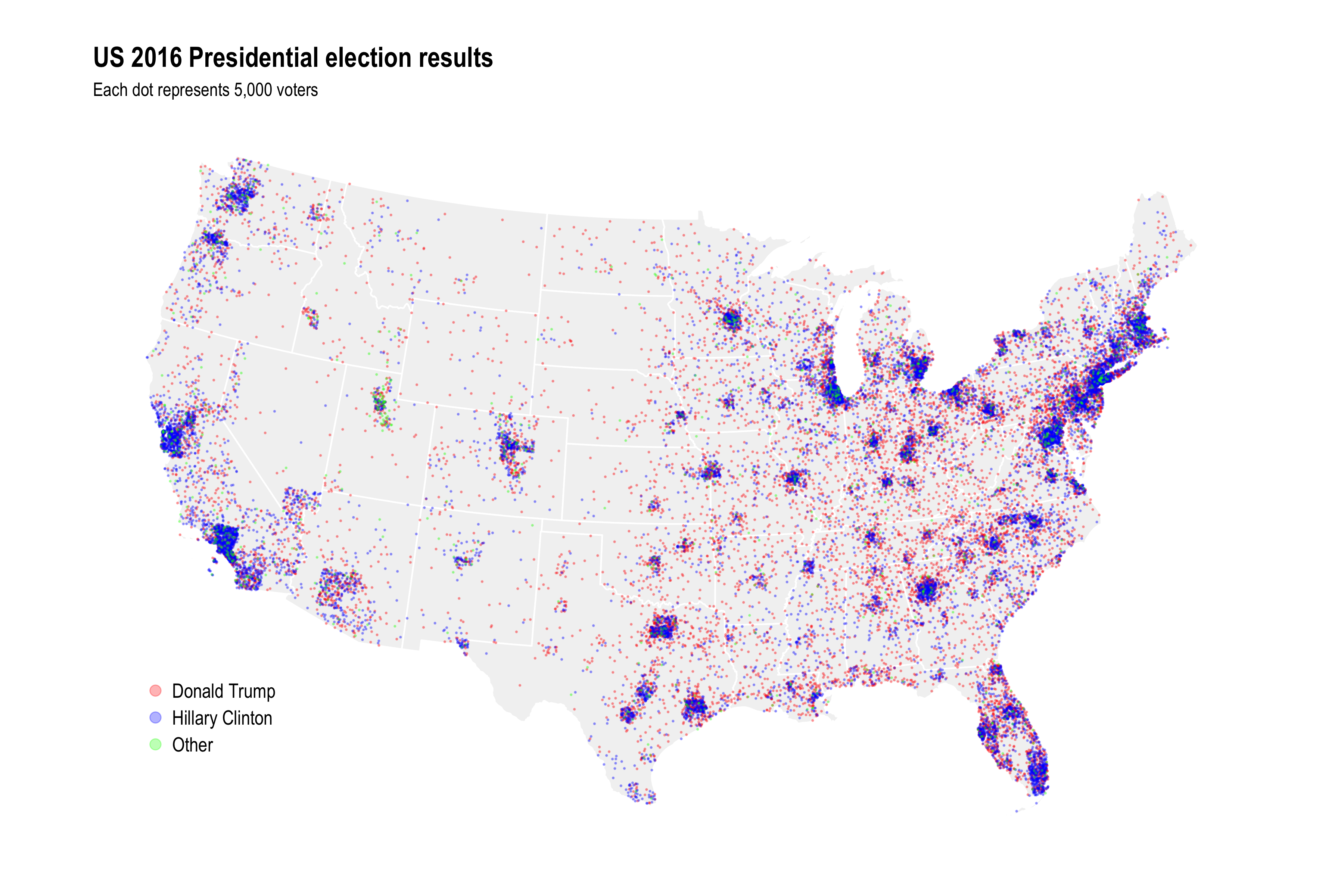 A dot map to show population density.