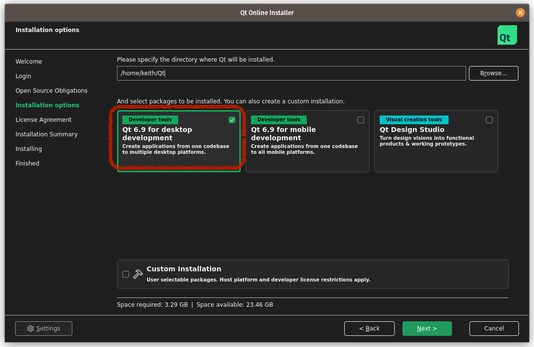 select desktop install