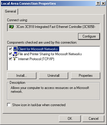 Local Area Connection Properties window