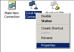 Local Area Connection menu